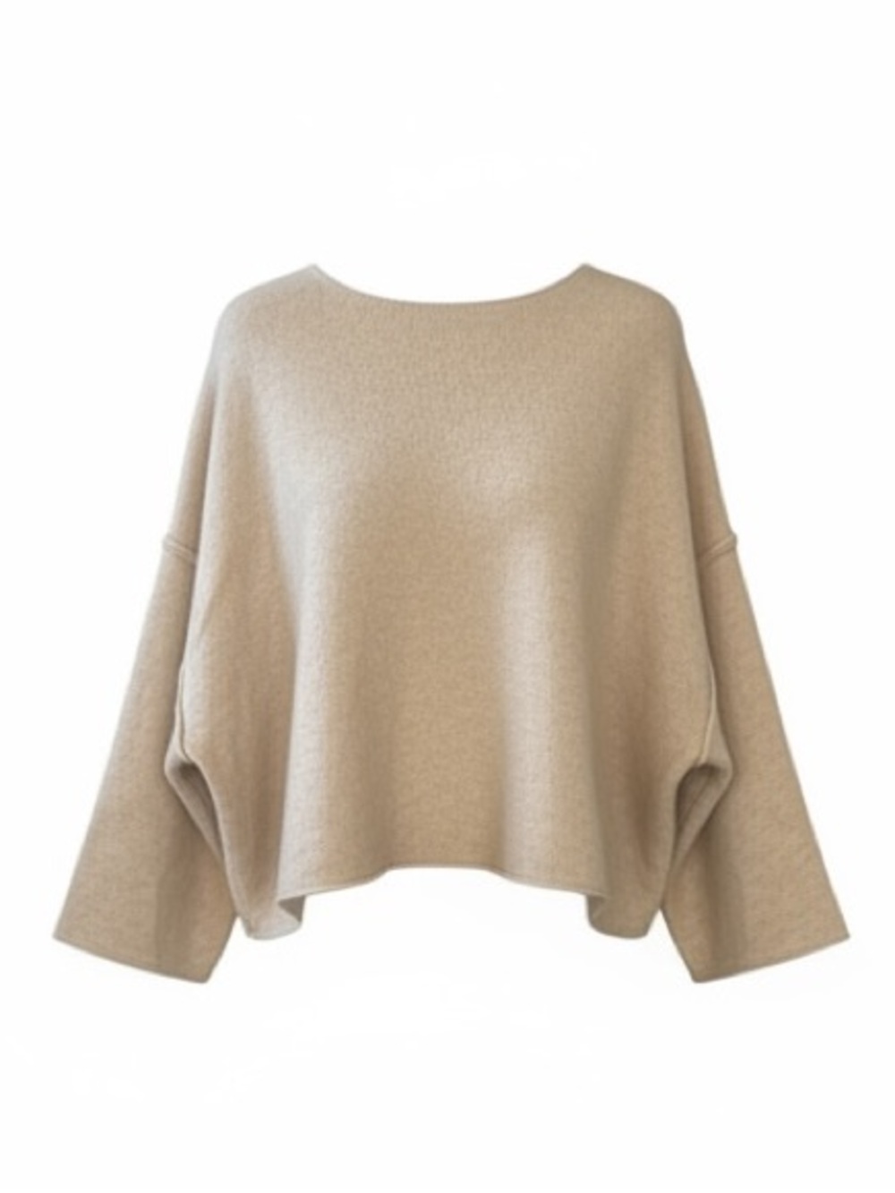 Zara Neutral Scoop-Neck Boxy Knit Cropped Sweater Cream XL